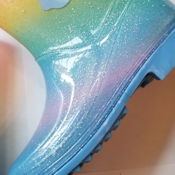❗Disney Cinderella Glitter Rainbow Girls Glossy Rain Boots Size 10❗ - Picture 3 of 6